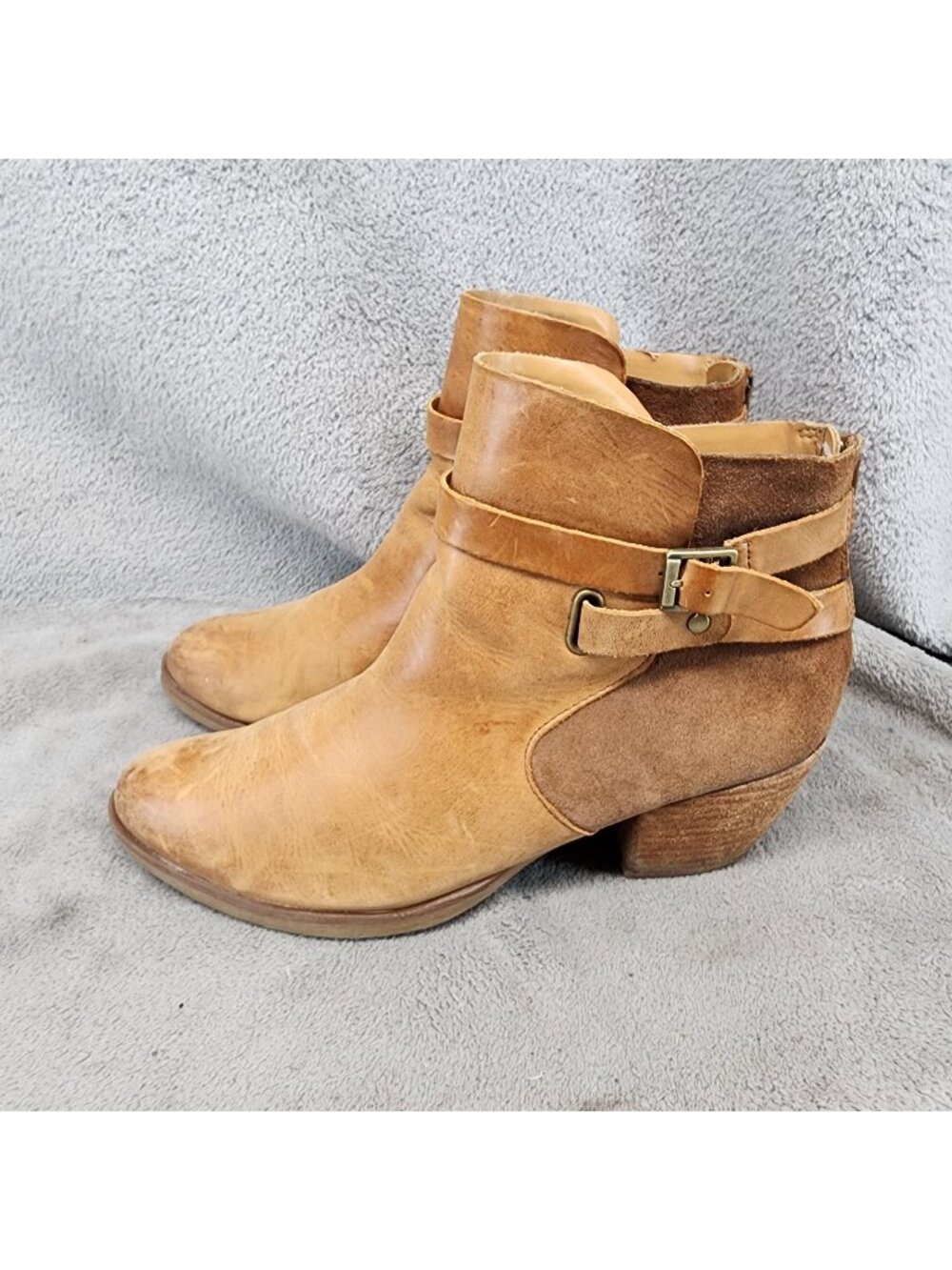 Korks Shoes Womens Size 9.5 Brown Leather Rohit Buckle Ankle Boots *Read*
